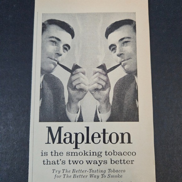 Other - 1964 Mapleton Pipe Smoking Tobacco Vintage Print Ad Aromatic Mixture Bar Mancave